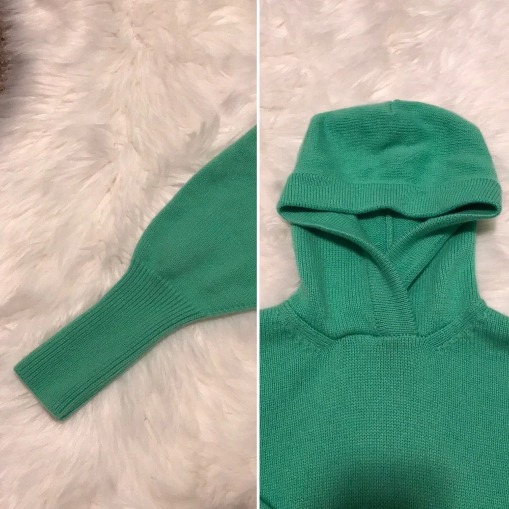 Tibi Cashmere Women’s Blouson Green Hooded Sweater - Picture 7 of 8